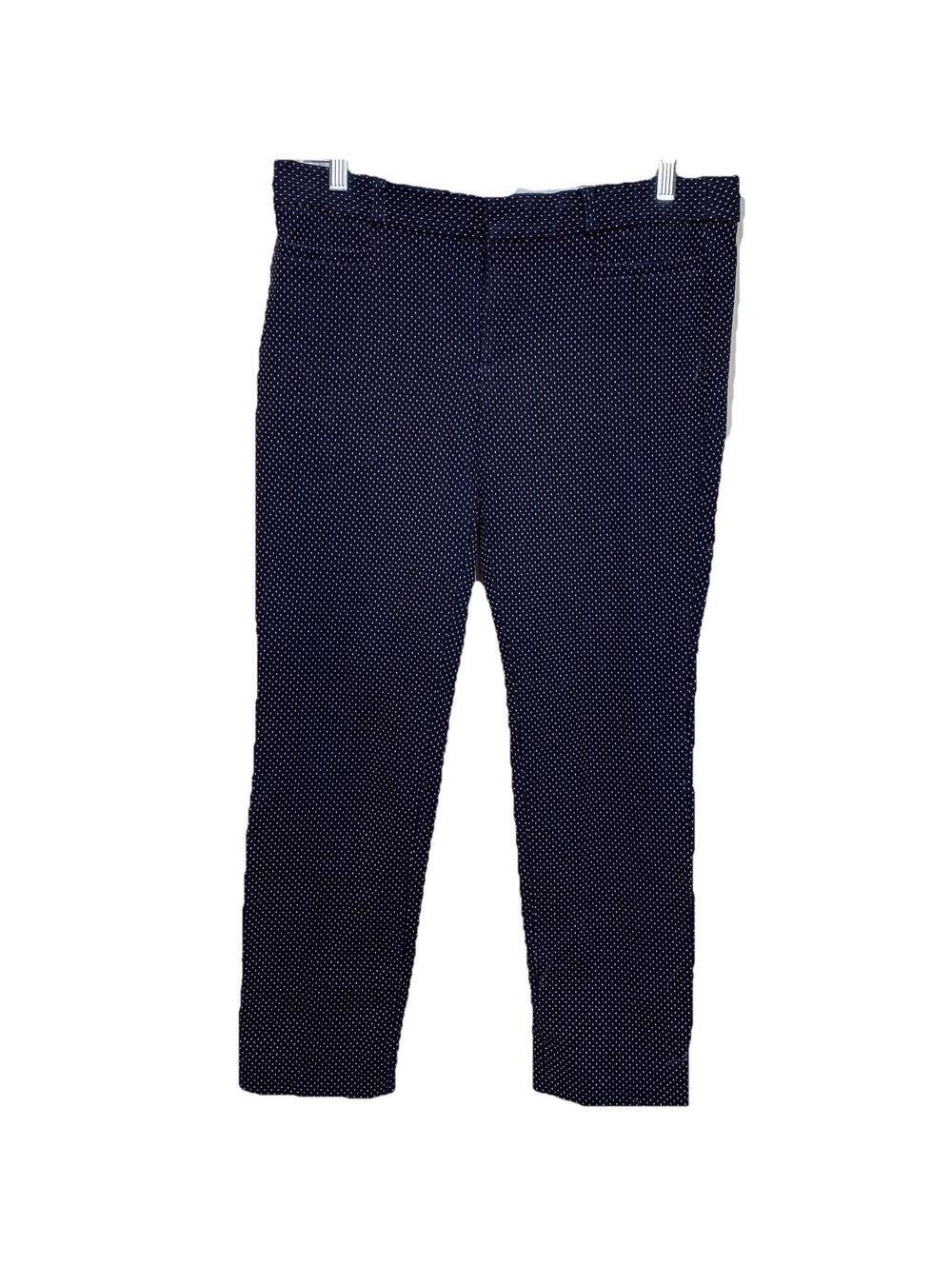 Banana Republic Sloan Pants Womens 6 Navy Blue Micro Dot Slim Fit Ankle Trousers